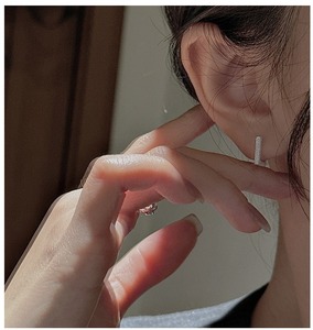 Pendientes Cuadrados de Plata de Ley S925, Diseño Coreano, Estilo Moderno, Texturizados, Venta al por Mayor - Product Image 4