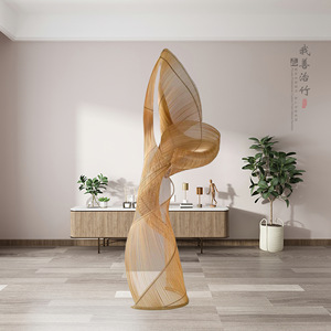 Bamboo Weaving Art Sculpture 100cm200-300cm Natural Handmade Decor For Home Hotel Teahouse Museum - Product Image 1