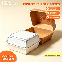 Boîte à hamburger jetable en kraft biodégradable, écologique, de qualité alimentaire, recyclable, impression personnalisée, rectangle pour collations