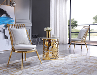 Ensemble de meubles de salon au design simple, canapé doré, chaise en acier inoxydable, chaise de loisirs de luxe en métal, chaise d'hôtel pour mariage et fête