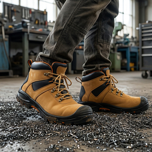 Botas de Trabajo de Cuero Marrón DSF53, Impermeables, para Exteriores, Todas las Temporadas, Calzado de Seguridad para Senderismo - Product Image 2