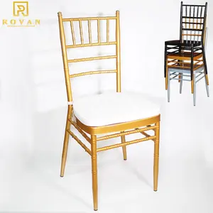 601 Metal chiavari sandalye toptan düğün sandalyesi istiflenebilir altın tiffany sandalye