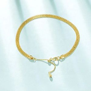 Xinfly - Juego de Collar y Pulsera de Cadena de Eslabones Planos de Oro Amarillo Puro de 3.5 mm y 18 Quilates para Mujer - Product Image 3