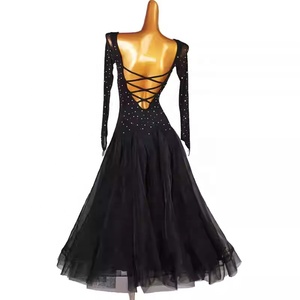Vestido de Competición de Baile Latino sin Tirantes con Espalda Descubierta, Cuello con Incrustaciones de Diamantes de Imitación, Falda de Vals, <span class=keywords><strong>Tango</strong></span>, Baile de Salón y Swing para Mujer, Spandex/Nylon - Product Image 2