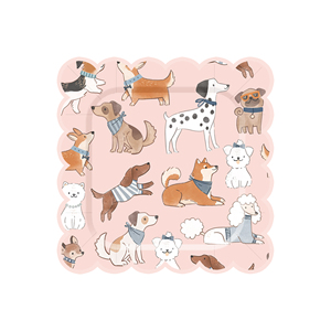 DAMAI Dog-themed <b>Paper</b> Plate with pink Ribbon and Wave <b>Pattern</b> Disposable <b>Paper</b> Plate <b>Paper</b> Cup Napkin Party Supply - Product Image 3