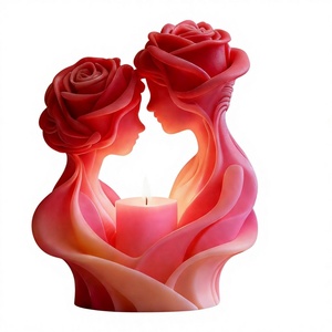 Moule à bougie en forme de rose pour la Saint-Valentin, style couple, pour bougies d'aromathérapie, outils de pâtisserie transfrontaliers, décoration artisanale - Product Image 2