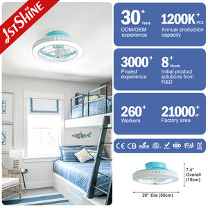 1stshine Led Ventilador de techo 20 pulgadas Azul Fancy ABS Blades Ventilador de techo de bajo perfil con control remoto - Product Image 3