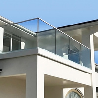 HIMOWAY Garde-corps en verre sans cadre de conception nouvelle, garde-corps en aluminium à montage supérieur, balustrade pour balcon, villa