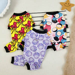 בגדי חיות מחמד 25 אביב קיץ קל משקל הדפס מצויר מכנסיים ארבע רגליים תואם רצועה בגדי כלבים לכלבים קטנים ובינוניים - Product Image 1