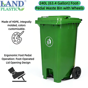 Contenedor de Basura con Pedal de 240L, HDPE de Alta Resistencia, con Ruedas, Material 100% Virgen, Rueda y Eje Personalizables para Uso Comercial en Exteriores - Product Image 2