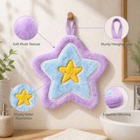 Serviette de toilette en peluche étoile violette personnalisée, en tissu doux, vente en gros