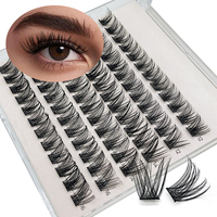 Logo Kustom Bulu Mata Palsu Tempel Sendiri Faux Cils Press on Lashes Clusters