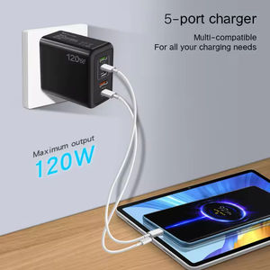Chargeur mural USB 5-en-1 120W à charge rapide pour iPhone 17 16 15 14 13 12 11 Pro Max, Xiaomi, <span class=keywords><strong>Samsung</strong></span> Galaxy (compatible US, EU, UK) - Product Image 6
