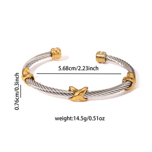 Bracciali di Lusso in Acciaio Inossidabile Antiossidante Placcati Oro per Donne, Catena Intrecciata, Gioielli Industriali - Product Image 5