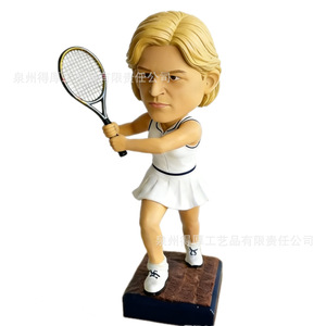 Tennis Player Figurine <b>Retro</b> White Jersey Design Sports Desktop <b>Decoration</b> Plastic Resin Material Durable Gift For Adults - Product Image 1