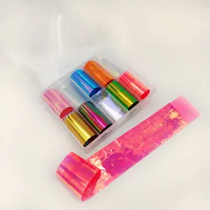 10 rotoli gradiente Aurora carta di vetro Nail Art Sticker sottili pellicole di Cellophane iridescenti fogli Nail Art Decor