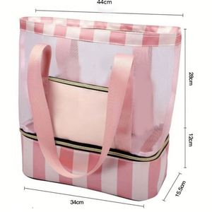 Sac de plage en maille avec compartiment séparé pour articles secs et humides, fond imperméable, grand sac de sport en tissu Oxford - Product Image 4