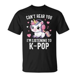 Camiseta K-Pop Can't Hear You I'm Listening To K-Pop, diseño Kawaii para chicas - Product Image 1
