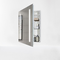 Kabinet Kamar Mandi LED Aluminium Modern dengan Cermin Mandi Persegi Panjang Berlampu dan Sensor Gerak Berperingkat IP44