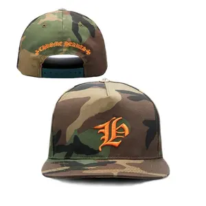 Cap Supplier OEM hat with custom logo embroidery patch flat brim Camouflage promotional snapback men baseball camo hat