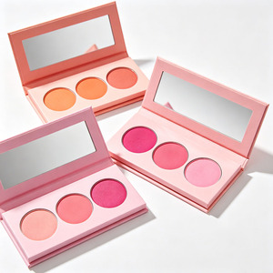 Palette de fards à joues à marque privée, trio de couleurs, longue tenue, fini mat et scintillant, maquillage pour le visage, vente en gros personnalisée OEM - Product Image 3