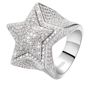 Anillo de Estrella con Incrustaciones de Moissanita VVS, Plata de Ley 925, Estilo Hip Hop 2025, para Hombre y Mujer, Joyería Fina, Pasa el Test de Diamantes - Product Image 1