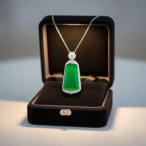 תליון שרשרת ירקן טבעי מיאנמר מלא בירוק דמוי קרח, תליון מזל, תליון ירוק חיובי, ירוק קיסרי, לגברים ונשים - Product Image 4