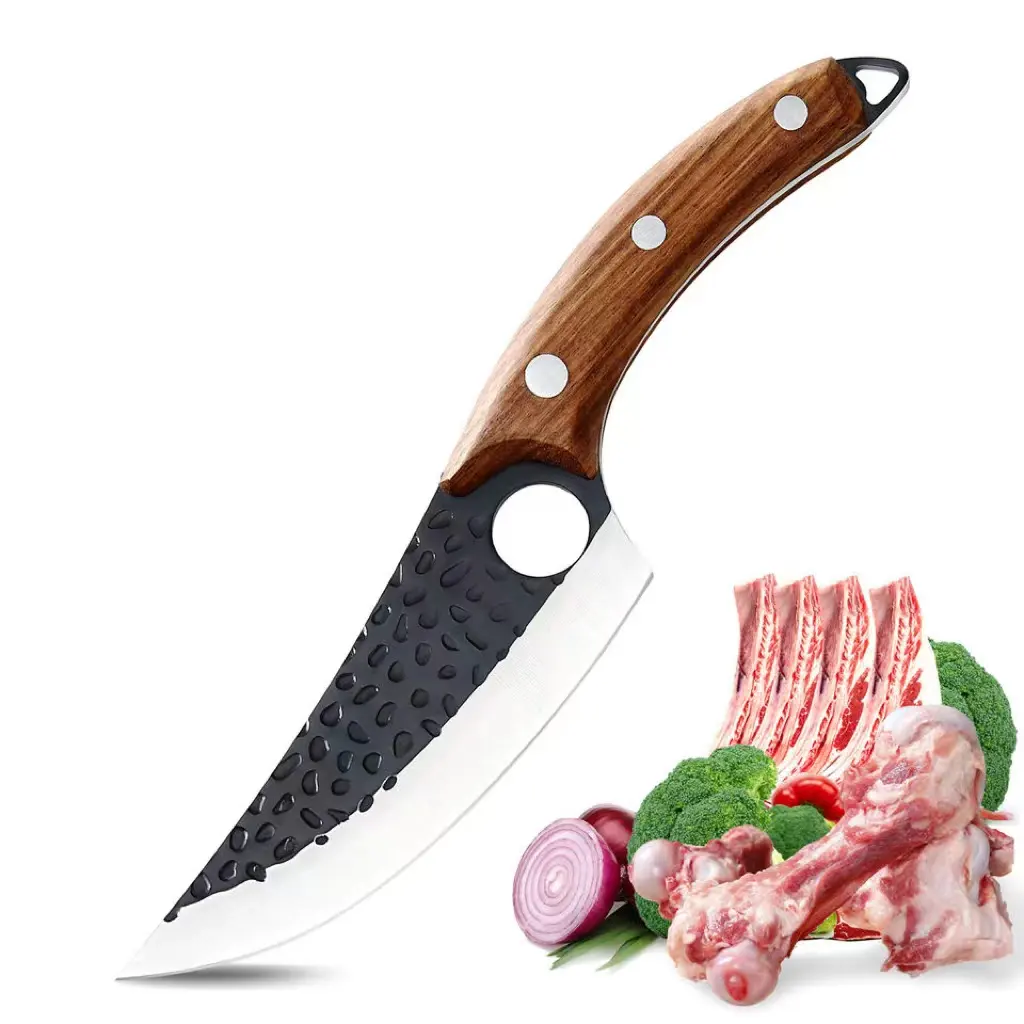 Butcher Knife Hand Forged Boning Viking Knife High Carbon Steel Fillet Chef Knife Meat Cleaver for Kitchen
