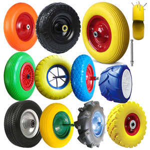 Roue de brouette en mousse PU anti-crevaison, vente en gros d'usine OEM, pneu solide en polyuréthane 3.50-8 <span class=keywords><strong>4</strong></span>.00-8 pour chariot à main - Product Image 1