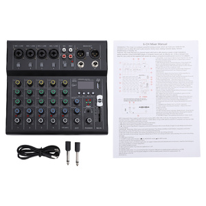 Mixer Audio Portatile a 6 Canali con Lettore MP3 BT, Alimentazione Phantom 48V, Amplificatore per Chitarra Integrato, Console Mixer per Studio - Product Image 2