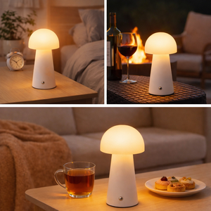 Lampe de table portable sans fil rechargeable à LED moderne et minimaliste en forme de champignon avec commande tactile pour la décoration de la maison, de la chambre à coucher et du café - Product Image 5