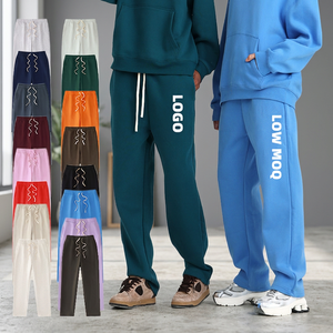 Custom Vintage Acid Wash Eco-Friendly Breathable Fleece Straight Flat Mid Waist Heavyweight Baggy Zipper Fly <b>Jogger</b> OEM Service - Product Image 3