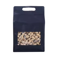Pochette de scellage écologique à huit côtés à fond plat avec fenêtre à fermeture éclair Sacs d'emballage refermables plaqués aluminium Poignée thermoscellable