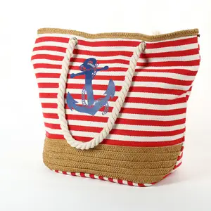 Groothandel Tote Canvas Zomer Natuurlijke Raffia Stro Tas Shell Vorm Rotan Strand Draagtas