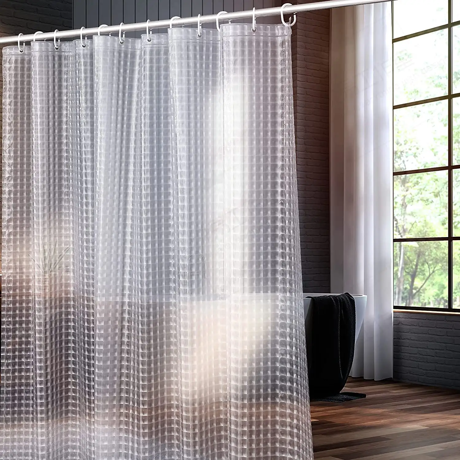 Cortina de ducha de plástico PEVA transparente OEM y ODM con 3 imanes para baño 72x72 forro de cortina de ducha transparente resistente al moho