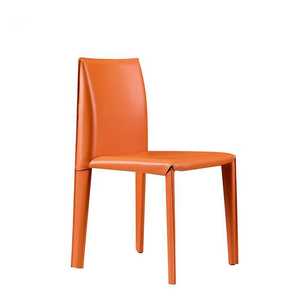 Chaise de salle à manger nordique simple orange, design tendance, pour restaurant, bureau, café, <span class=keywords><strong>club</strong></span>, en cuir pleine fleur, mobilier de maison - Product Image 1