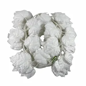 Folha artificial realista de alta qualidade para decoração ao ar livre, folhas falsas de plantas de seda de bordo branco realista