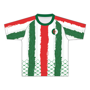 Camiseta de fútbol con cuello redondo, ropa de calle de estilo nacional personalizada, camisetas de fútbol, camiseta de <span class=keywords><strong>Argelia</strong></span> con rayas rojas y verdes - Product Image 1