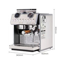 Mesin Kopi Espresso Stainless Steel Komersial dengan Penggiling Terintegrasi, Dual Boiler, dan Steam Wand untuk Kedai Kopi