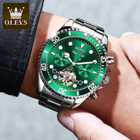 Montre-bracelet mécanique de luxe pour homme OLEVS 6605, design OEM tendance, prix bas, étanche, entièrement en acier inoxydable, logo personnalisable.