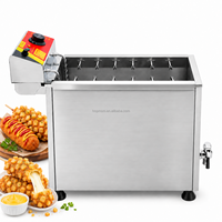 Friteuse à hot-dogs coréens en acier inoxydable, commerciale, 25L, 12 crochets, machine à frire les corn-dogs électriques
