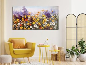 SQ flores arte de pared moderno lienzo margaritas color textura imagen Wildflower pintura pared arte paisaje pintura <span class=keywords><strong>para</strong></span> <span class=keywords><strong>sala</strong></span> de estar - Product Image 4