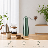 Penggiling Kopi OEM ODM 3-Tahap dengan Gagang Kayu Walnut, Pegangan Ergonomis Nyaman, Logo Kustom, Pasokan Grosir