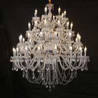 Grand lustre contemporain en cristal transparent pour hôtels, salles de banquets, suspension commerciale pour éclairage de supermarchés