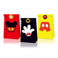Huancai 12 boîtes à friandises en papier rouge, jaune et noir avec motif Mickey, pour gâteaux, cadeaux, friandises, pour les fournitures de fête d'anniversaire des enfants