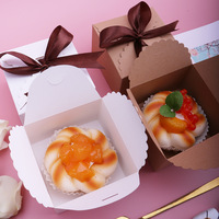 Boîte à gâteau en papier pliable blanc Kraft Candy Bento Bakery Single Hamburger Donut Macaron