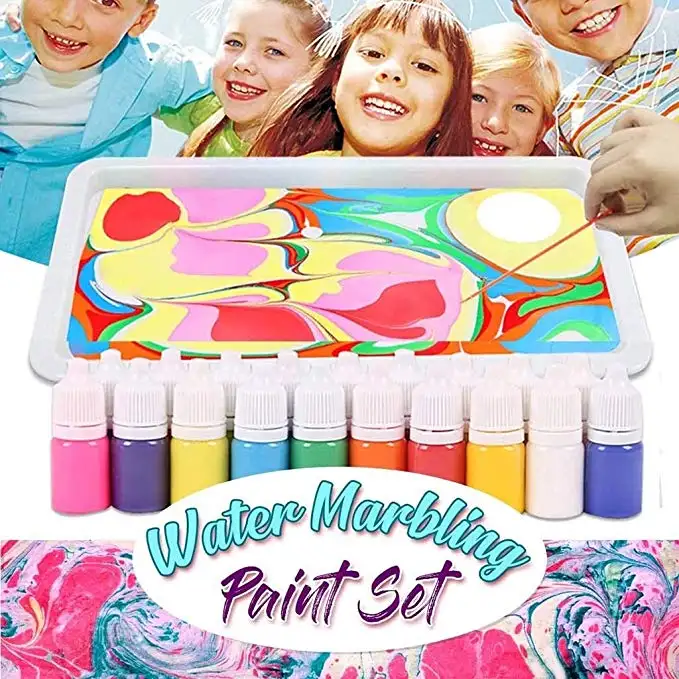 Kit Cat Marbling untuk Anak dan Dewasa, DIY Alat Menggambar Cat Marmer Dalam Air