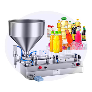 เครื่องบรรจุของเหลวแบบกึ่งอัตโนมัติ PLC สำหรับเครื่องดื่ม สารเคมี ครีม ซอส แยม น้ำผึ้ง เนยถั่ว บรรจุในหลอด ขวด แบบนิวเมติก - Product Image 1