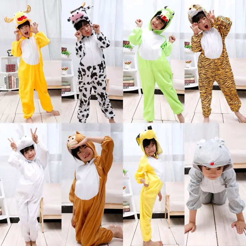 Детские аниме-костюмы в стиле аниме с анималистическим верхом на Хэллоуин, косплей с животными, тигры, львы, кролики, сцена в детском саду