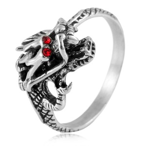 Anillo de dragón yunique para hombre, de acero inoxidable, con ojos rojos, forma de animal, joyería punk, regalo - Product Image 1